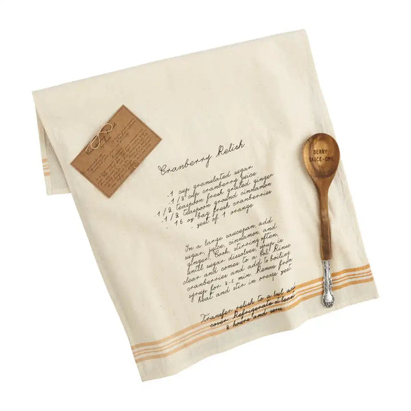 Mudpie Cranberry Recipe Spoon and Hand Towel Set Mudpie