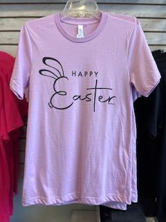 Happy Easter Bunny Lilac Tee Printed Cotton Co