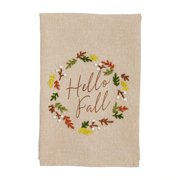 Mudpie Hello Fall French Knot Towel Mudpie