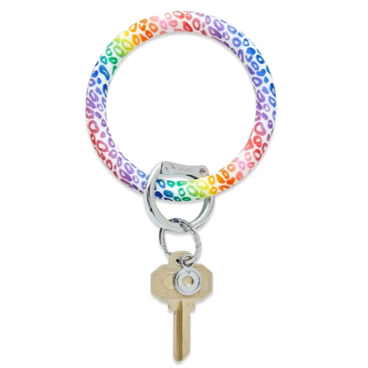 Silicone O-Ring Wristlet Key Ring - Rainbow Cheetah O-Venture