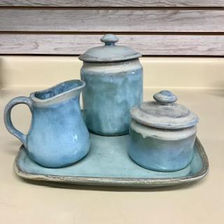 Felicity Pottery Coffee Serve Tray Set 6 Piece Aqua Felicity Pottery