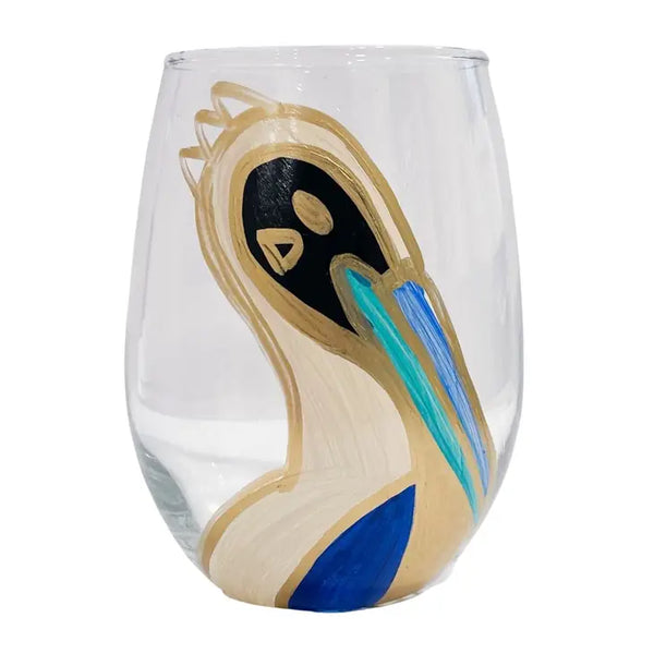 Pelican Hand Painted Wine Glass 318 Art Co